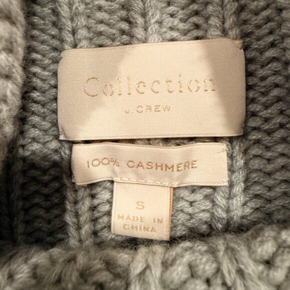 J. Crew Collection Gray 100% Cashmere Cable Knit Turtleneck Sweater- Small - Picture 3 of 7